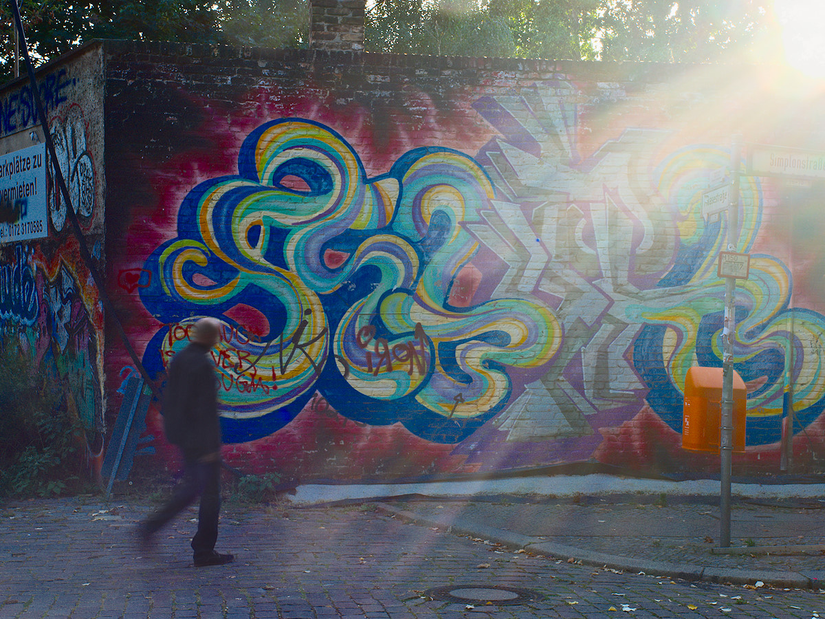 Mural and Sun. Tagged with Graffiti, Subject, Things, Urban