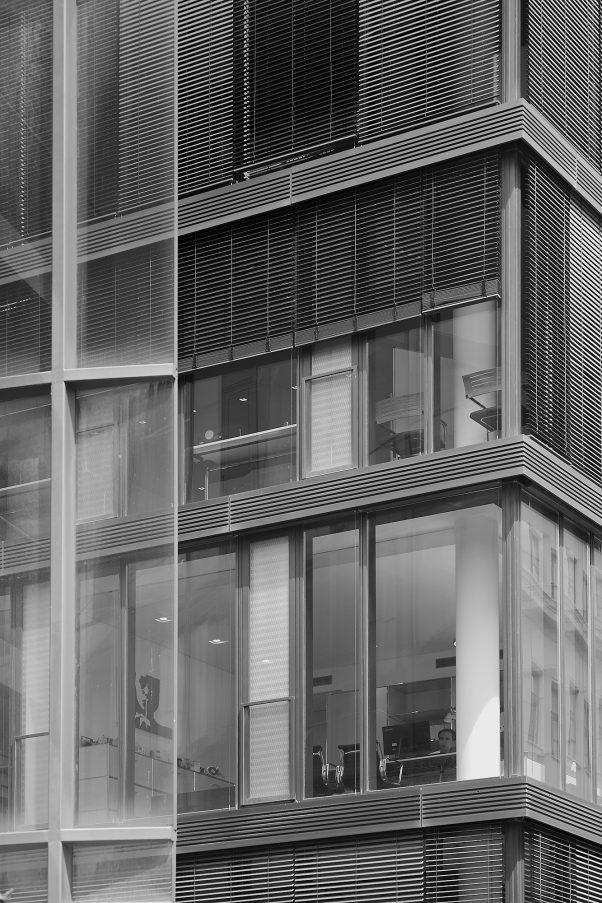 Thoughts are free, office building facade in Marstallstraße 8, Munich, geotagged, Black & White, Urban