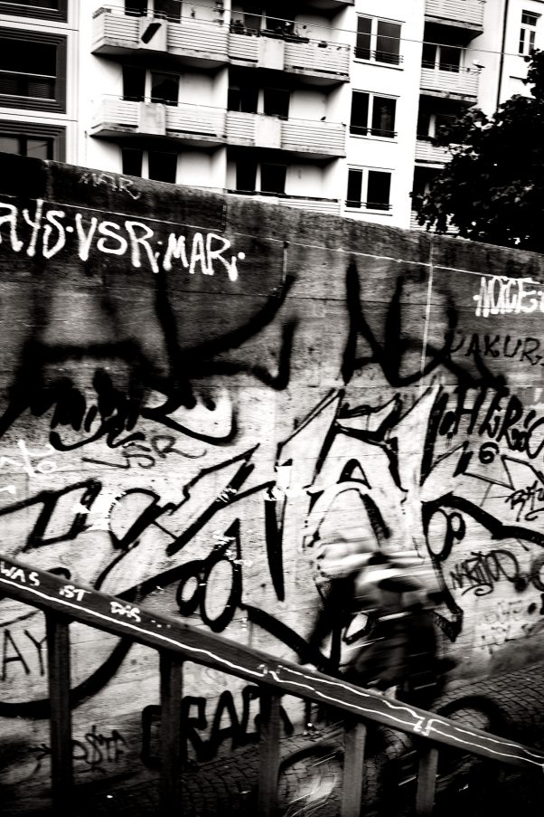 Another Ghost Biker, Isarparallele, Munich, Black & White, Graffiti, Motion Blur, Urban