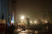 construction site at night